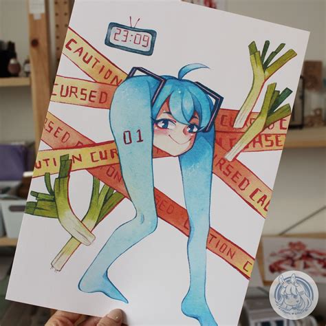 Shiteyanyo Cursed Miku A4a5 Print Vocaloidmiku Watercolour Fan Art