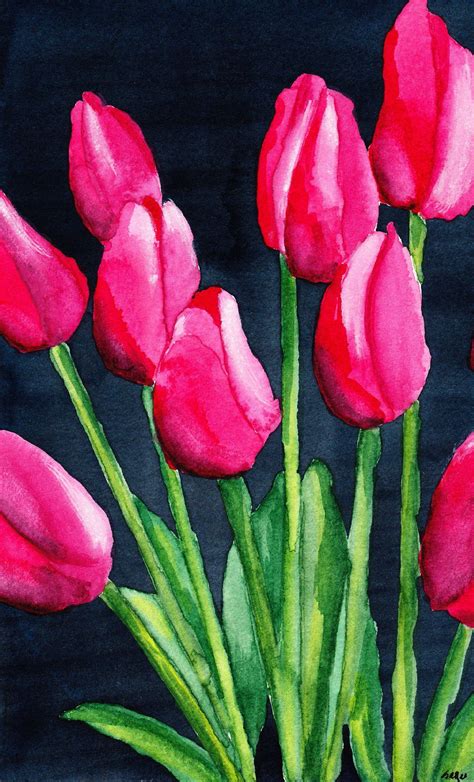 Pink Tulips Watercolor Painting Wall Art Printable Art Etsy New Zealand