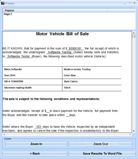 Download Ms Word Bill Of Sale For Car Template Software