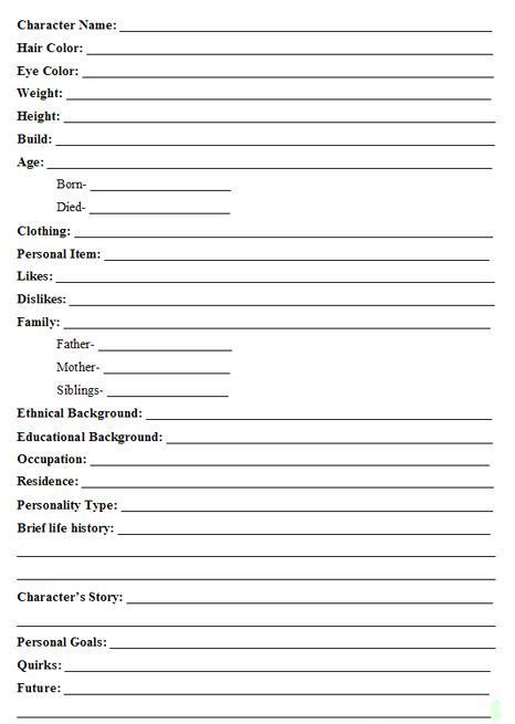 Character Template Book Writing Tips Writing Resources Writing Tools