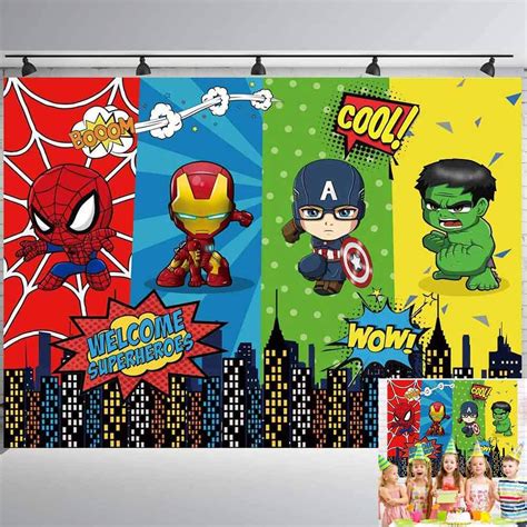 Buy Superhero Photo Backdrop For Boy Birthday Baby Shower Party