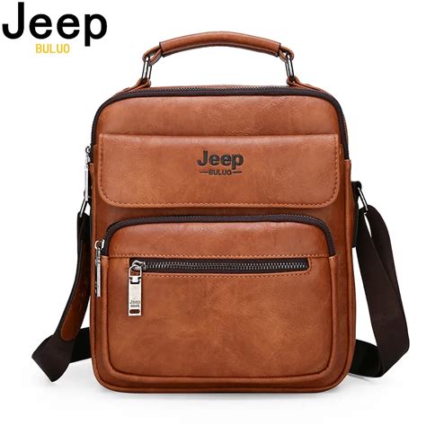 Jeep Buluo Brand Man Split Leather Crossbody Shoulder Messenger Bag For