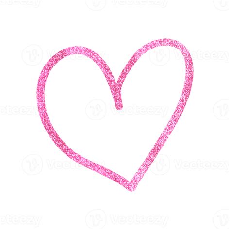 Pink Glitter Heart Outlined 15241344 Png