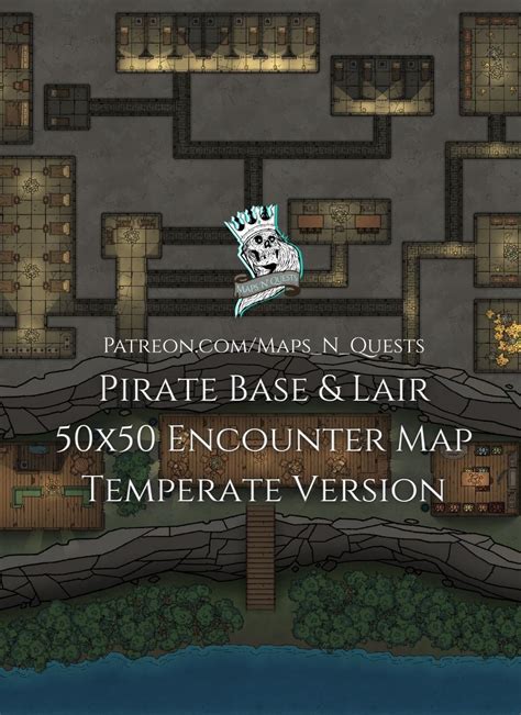 Pirate Base And Lair 50x50 Encounter Map Pack By Maps N Quests