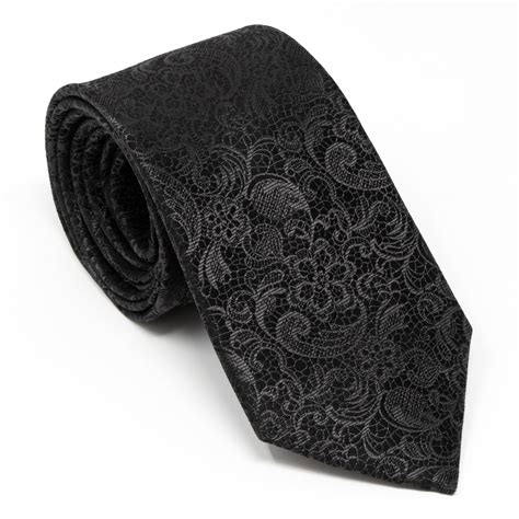 Black Paisley Silk Mens Neck Tie Black Brocade Neckties H Bomb