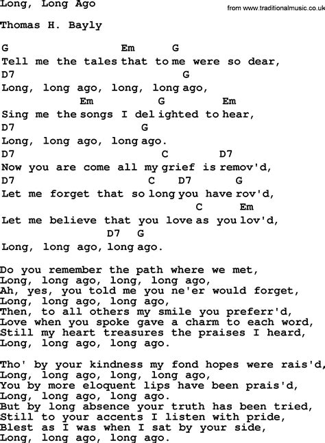 Top 1000 Folk and Old Time Songs Collection: Long, Long Ago - Lyrics