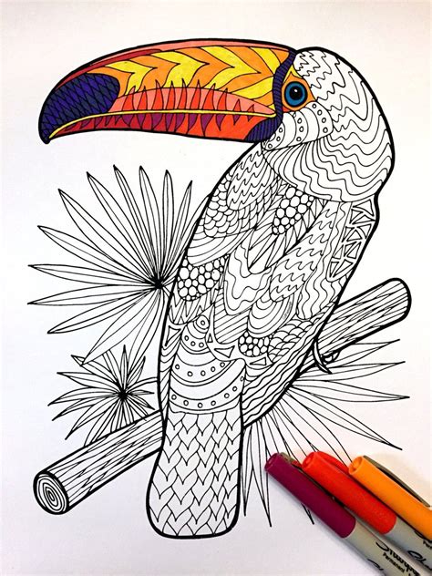 Toucan coloring pages is a educational coloring book, there are many high quality coloring toucan book features: Toucan - PDF Zentangle Coloring Page | Coloring pages ...