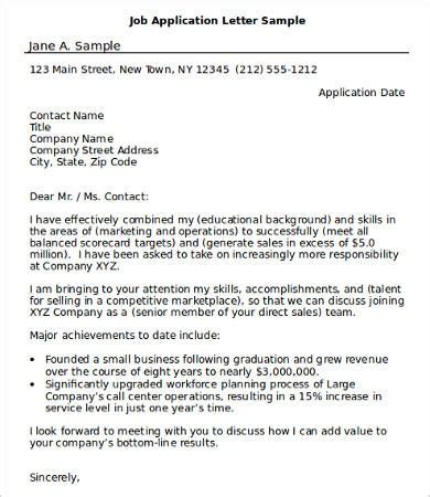 Application letters are usually just one page and consist of three sections Sample Job Application - 7+Free Word, PDF Documents ...