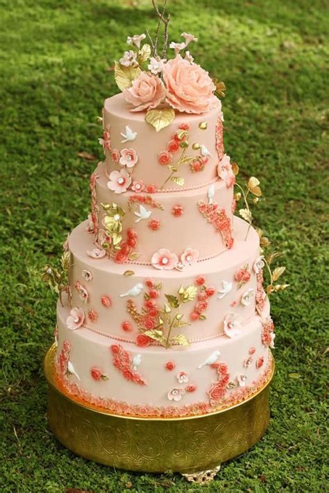 Peach Wedding Cake Peach Wedding Floral Wedding Cake Wedding Cake Peach