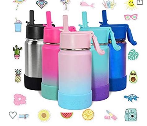 Kids Insulated Water Bottle With Straw Etsy