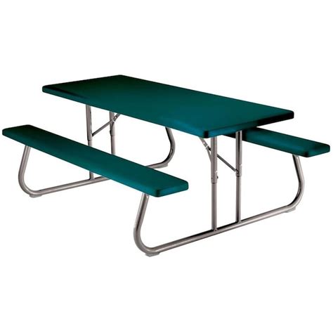 Lifetime Products 72 In Green Plastic Rectangle Folding Picnic Table In The Picnic Tables