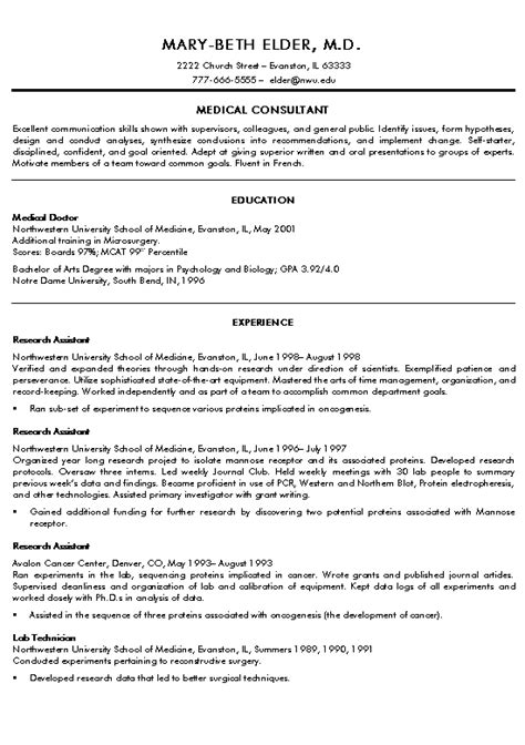Medical Doctor Resume Example Sample