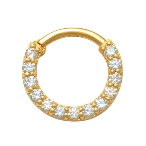 Anygolds Anygolds 14k Real Solid Gold Diamond Cz Hoop Earring Cartilage Daith Helix Tragu