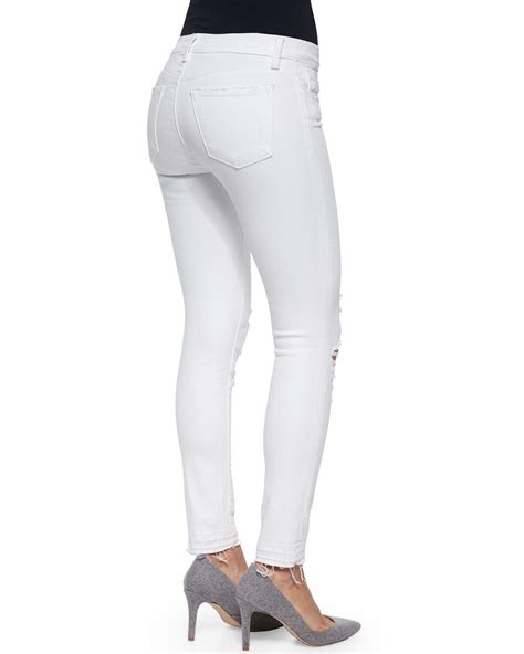 Lyst J Brand Low Rise Skinny Crop Jeans In White