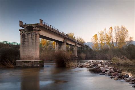 Broken Bridge Over A River Stock Image Image Of Fall 62141041