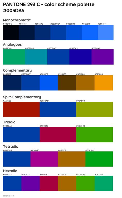 Pantone 293 C Color Palettes And Color Scheme Combinations