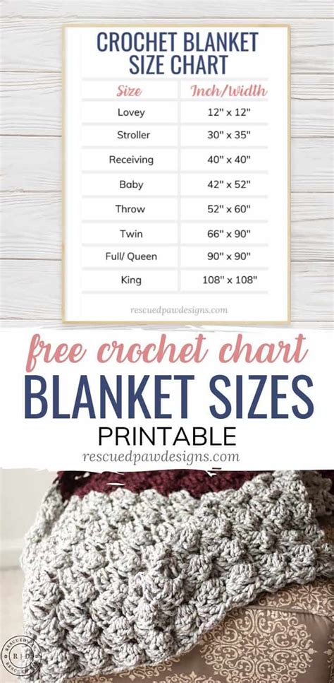 Crochet Blanket Size Chart Printable