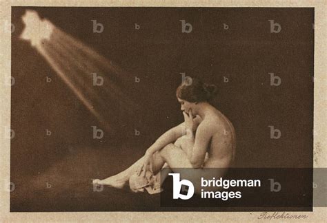 Image Of Postcard Portrait Of Nude Woman With Skull Under A Beam By Unknown Photographer Th