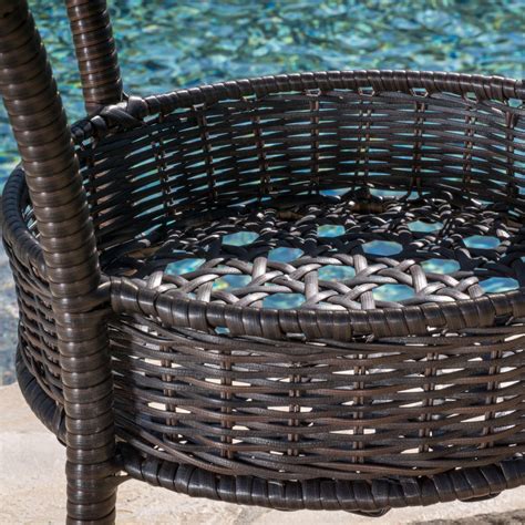 Outdoor 3 Piece Multi Brown Wicker Bistro Set With Tempered Glass Top