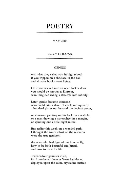 Genius by Billy Collins | Poetry Magazine | Billy collins, Poetry