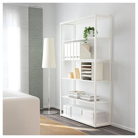 The mulig shelving unit to be exact. FJÄLKINGE Shelf unit, white, 46 1/2x76" - IKEA | Shelving ...