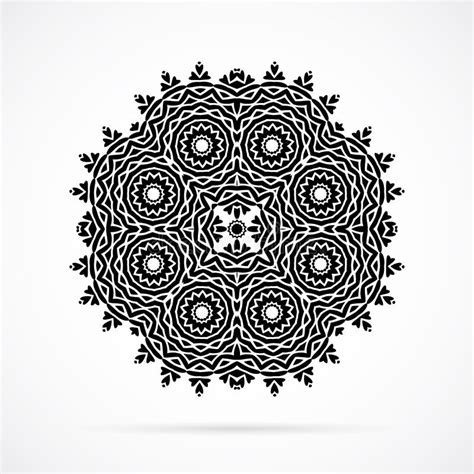Vector Black Geometry Mandala Over White Stock Vector Illustration Of