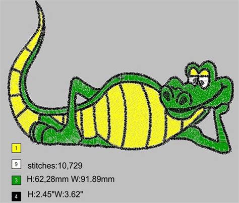 Alligator Embroidery Design Machine Embroidery Etsy