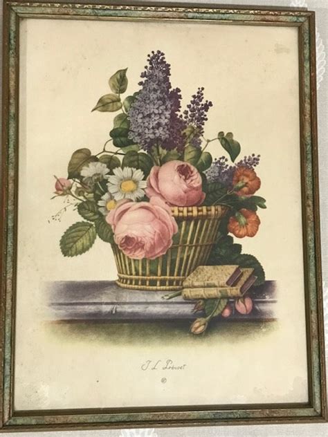 Vintage Framed Jl Prevost Botanical Flower Print Etsy