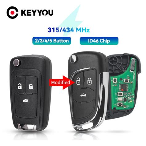 KEYYOU 2 3 4 5 Buttons Flip Smart Remote Key 315MHz 433Mhz ID46 Chip