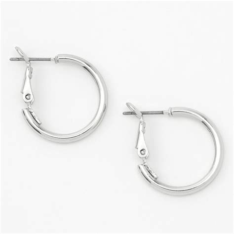 Silver 20mm Tube Hoop Earrings Claires Us