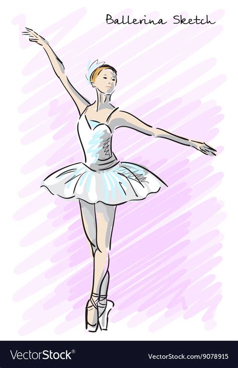 Cute Ballet Dancer Girl Sketch Style Old Hand Vector Image