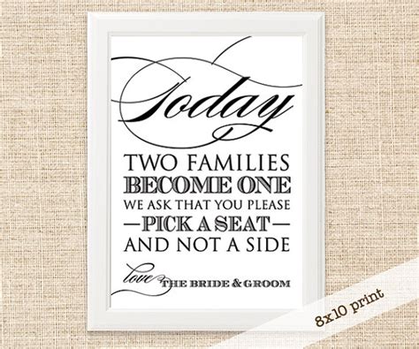 Wedding Reception Sign Printable 8x10 Sign Today Two Families