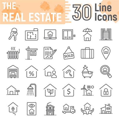 Premium Vector Real Estate Line Icon Set Home Symbols Collection