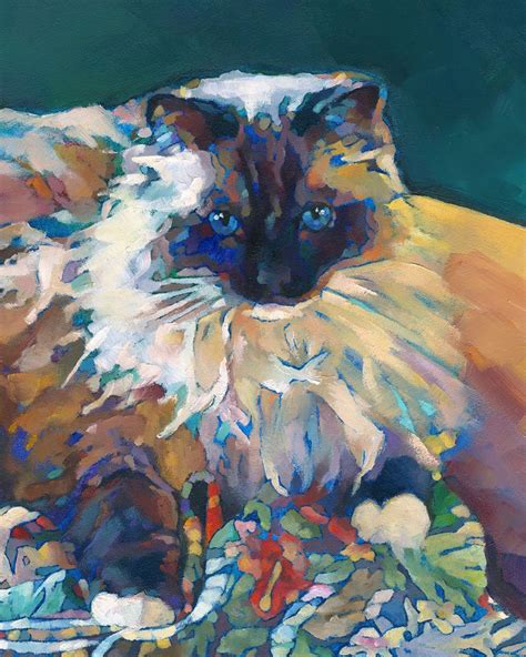 Kmschmidt 10x8 Ltd Ed Print Fauve Impressionist Fluffy Siamese Ragdoll