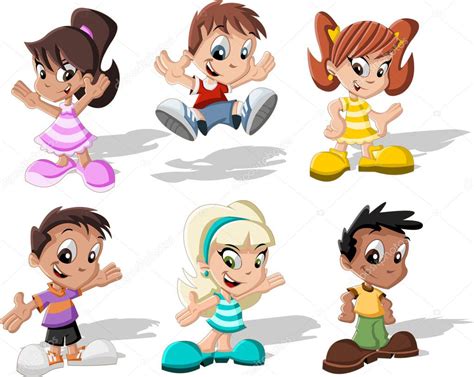 Group Of Six Cartoon Children — Stock Vector © Deniscristo 22518735