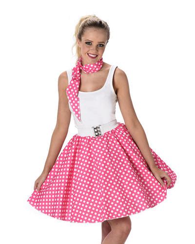 Pink Polka Dot Skirt Ladies Fancy Dress 50s Rock N Roll Womens Adults Costume Ebay