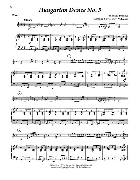 Hungarian Dance No 5 Sheet Music Johannes Brahms Alto Sax And Piano