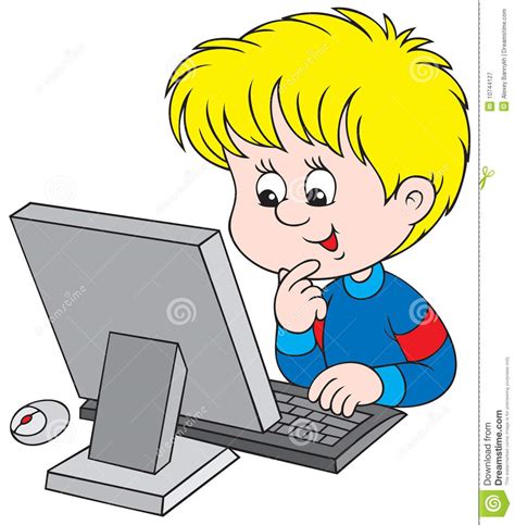 Boy On Computer Clipart Clipart Suggest