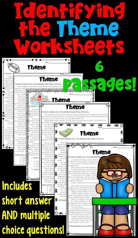 Finding Themes Worksheets With Six Practice Passages Print And Digital