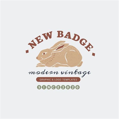 Simple Psd Rabbit Badge Linocut Editable Template Free Image By
