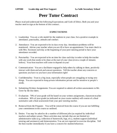 Tutoring Contract 10 Examples Format Pdf