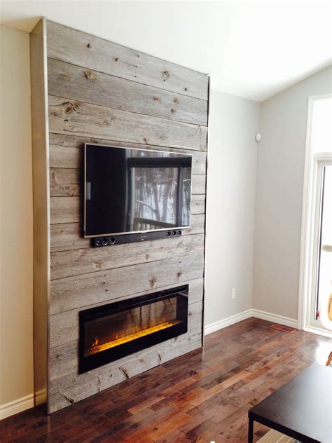 Fireplace Feature Wall Completed With Grey Reclaimed Barn Board