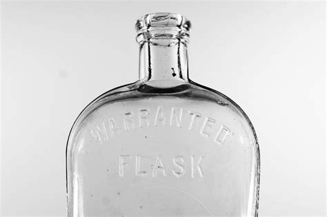 Antique Bottle Warranted Flask Whiskey Flask Clear Glass Cork