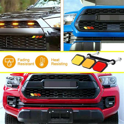 Tri Color Grille Badge Emblem Car Accessories For Toyota Tacoma 4runner