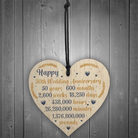 Maybe you would like to learn more about one of these? Happy 50th Wedding Anniversary Sign Gift Heart Fifty Years ...