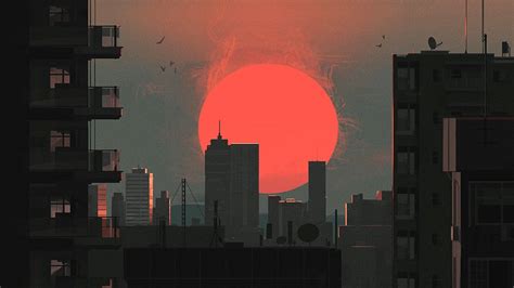 Retro City Sunset Wallpapers Wallpaper Cave