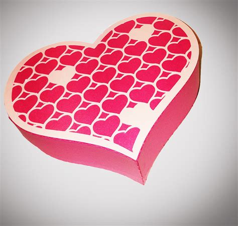Heart Shaped T Box With Heart Cut Out Lid Template Etsy