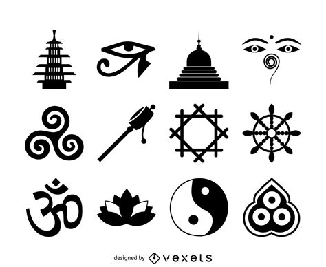 Buddhism Icon Set Vector Download