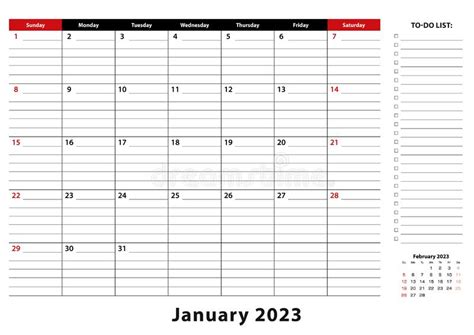 January 2023 Monthly Desk Pad Calendar Week Starts From Sunday Size A3