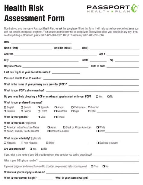 Health Risk Assessment Form ≡ Fill Out Printable Pdf Forms Online